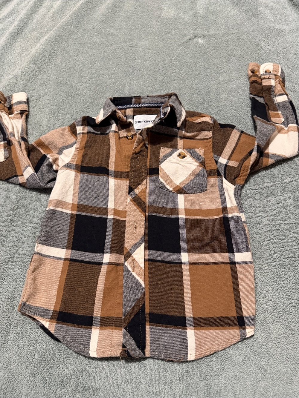 Cat & Jack Boys' Brown Plaid Button-Down Shirt